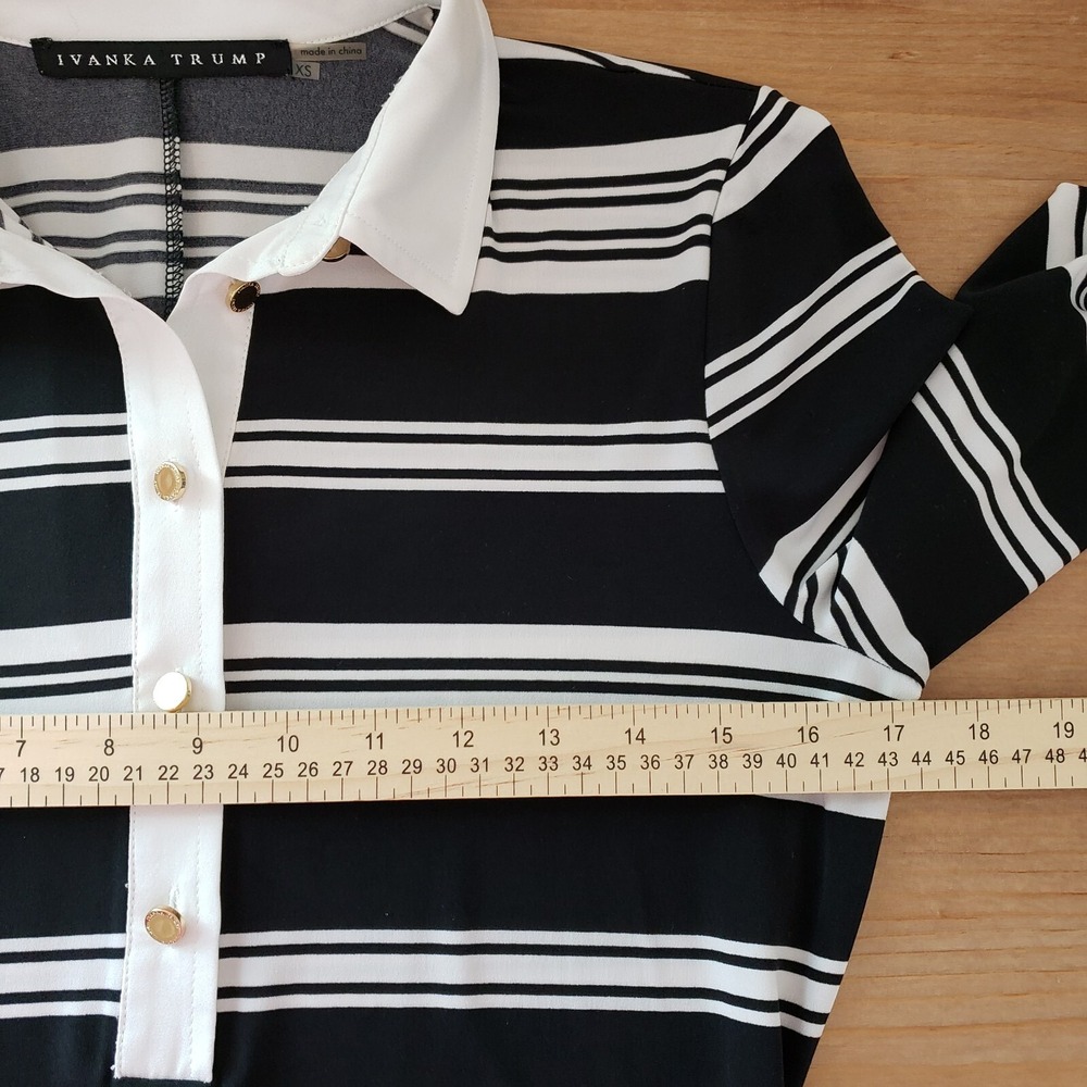 Ivanka Trump Women's Collared Sheath Dress Striped With Belt Black White Size XS - Picture 8 of 12